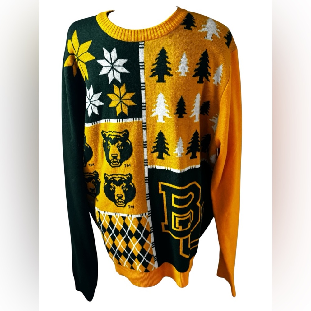 KLEW Men's Baylor Bears Busy Block Men’s Sweater
Green yellow white Sz XL